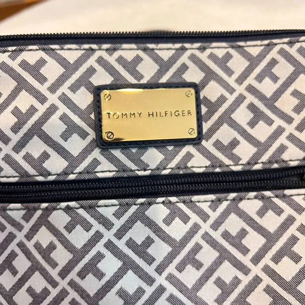 Tommy Hilfiger  Crossbody Sling Bag Womens Navy Jacquard SignatureAdjust Strap - Picture 3 of 12